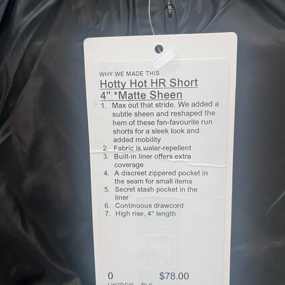 LULULEMON BRAND NEW WOMEN'S BLACK ATHLETIC SHORTS, SIZE 0 - Picture 14 of 14